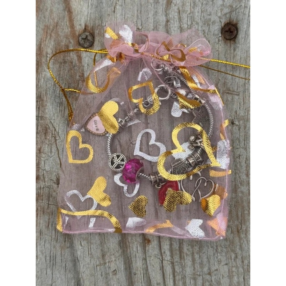 Love Peace & Lips Charm Snake Chain Bracelet